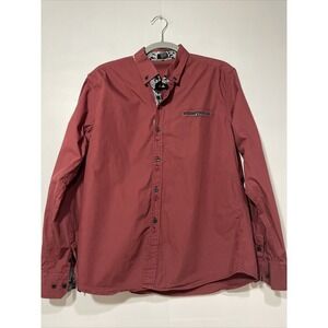 Coofandy Mens Button Up Shirt Size Medium Maroon Flip Cuff Western Rodeo Cowboy‎
